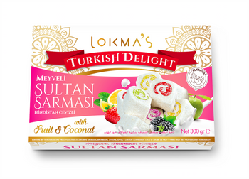 Lokma Lokum owocowe, Sultan Sarması Meyveli Lokum, Fruit Turkish Delight 300g